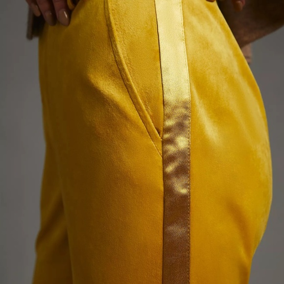 NWT Chartreuse Avec Les Filles Split-Front Velvet Pants - Picture 3 of 8